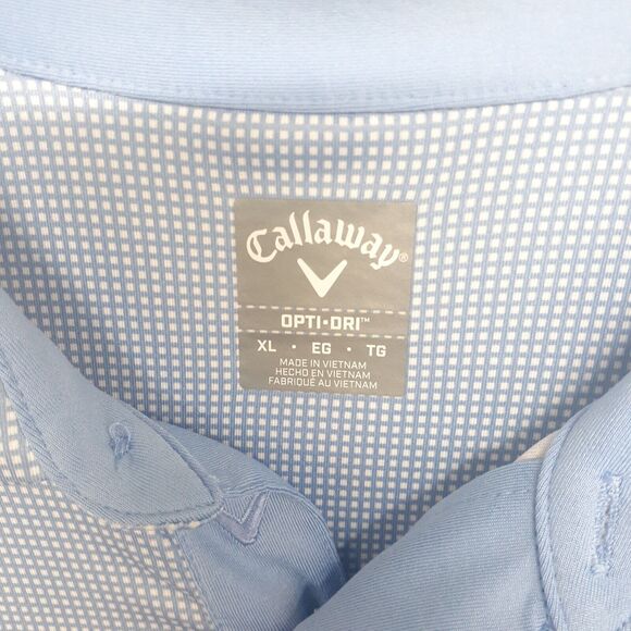 Callaway Opti-Dri Men’s XL Swing Tech Blue Check Performance Golf Polo Shirt - Picture 2 of 9